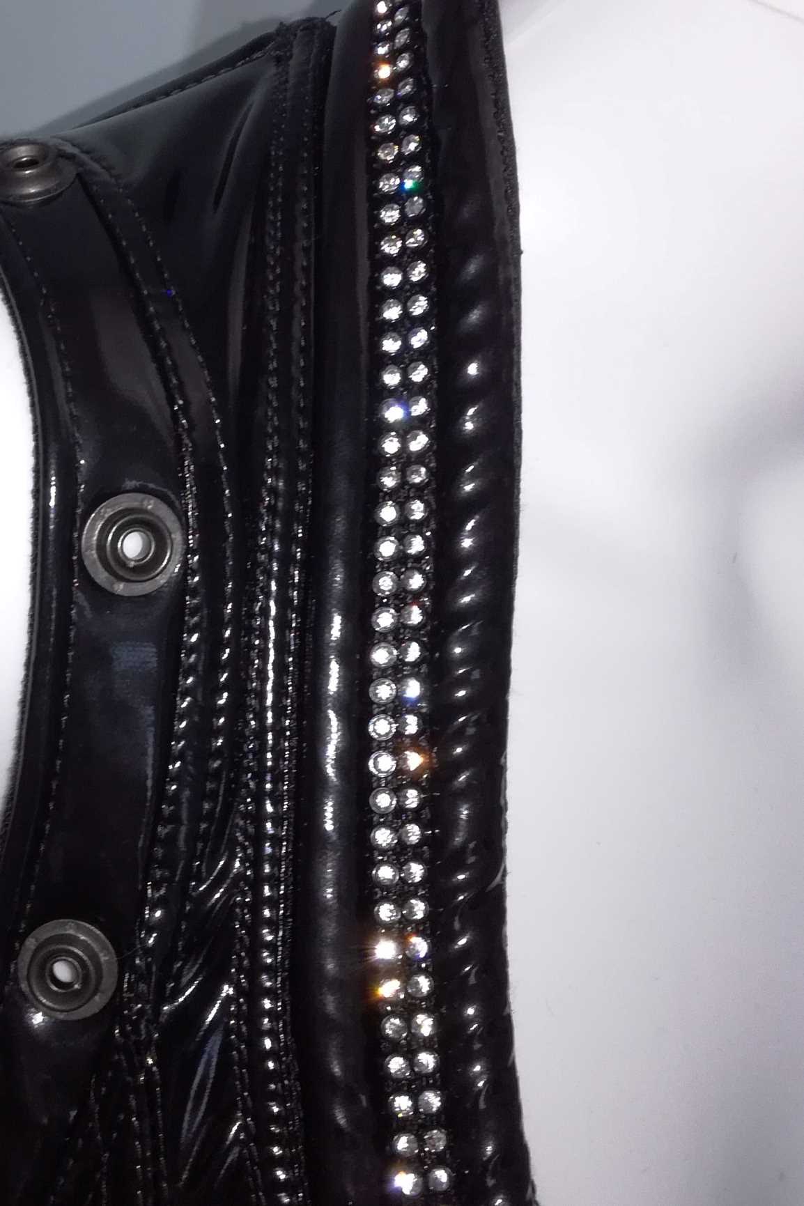 Galactica Corsage DK – metal eyelets and rhinestone side trim, detail view