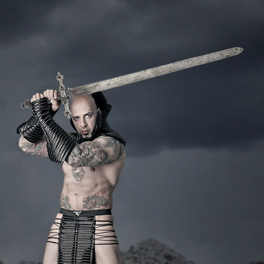 Gloves Extrem – schwarze gerippte Handschuhe mit Shorts-Details, Rückansicht