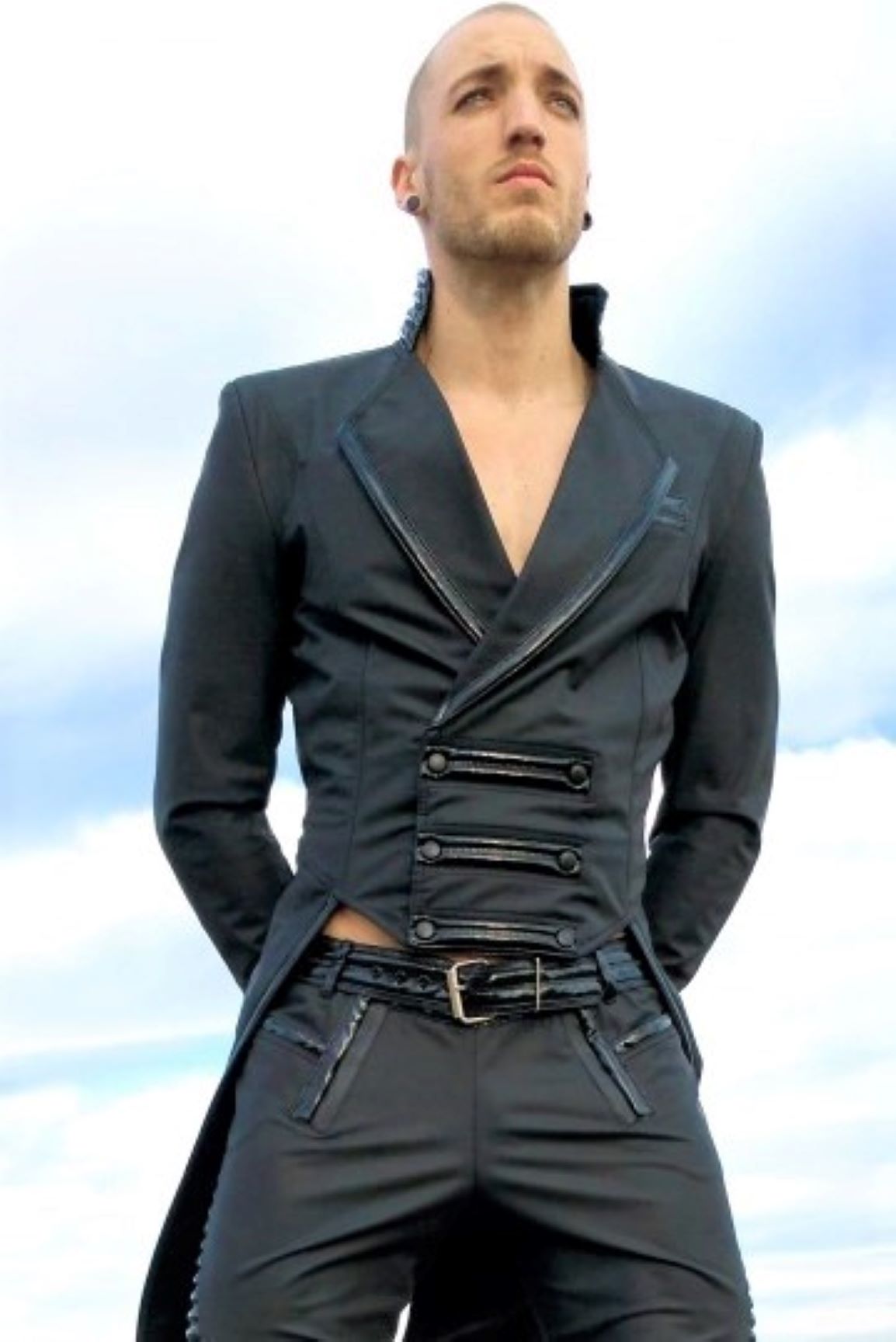 Dandy Jacket matte - matte black PVC jacket with waist sculpting, front view